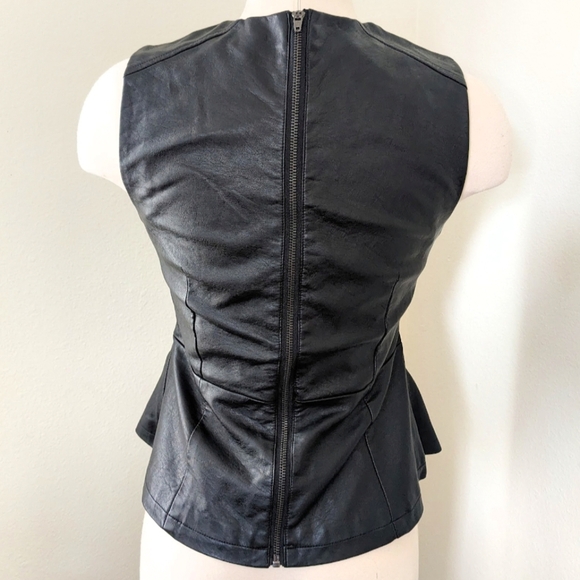Quinn Black Faux Leather Structured Peplum Top - Picture 4 of 7